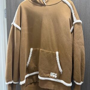 UGG Tan Hoodie with Cream Sherpa Lining